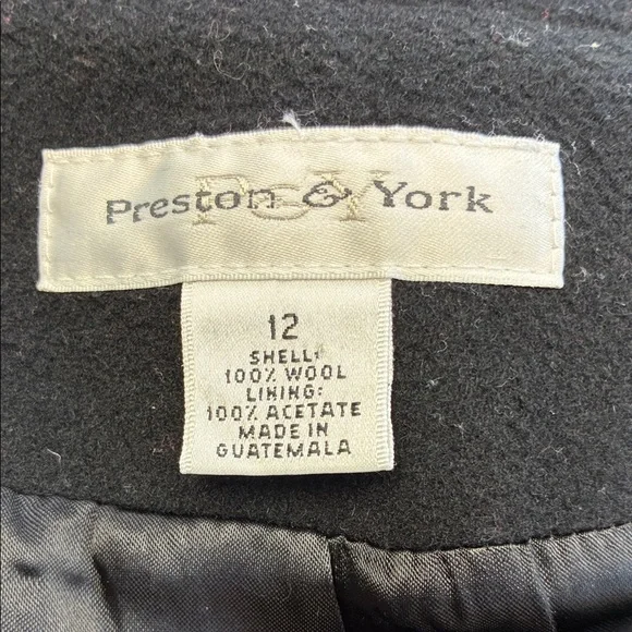 Preston & York Wool Maxi Coat Black 4 Button Collar Pockets Overcoat Classic 12 - Picture 7 of 9